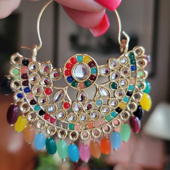 🔥LAST PAIR🔥 Beaded Festival Embellished Earrings - Picture 3 of 6